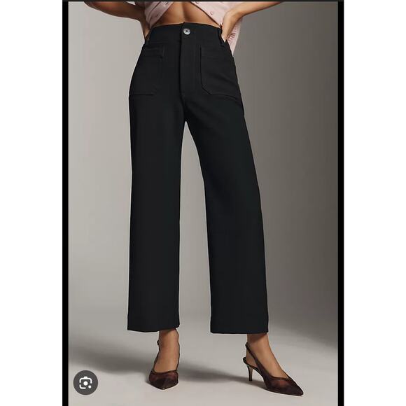 Maeve by Anthropologie Pants - Maeve The Colette High-Rise Cropped Wide-Leg Pants Black Size 28 Minimalist